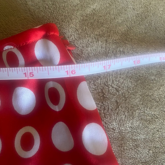 Tusso Silk-like Red and White Flirty Skirt, Size L - Picture 6 of 8